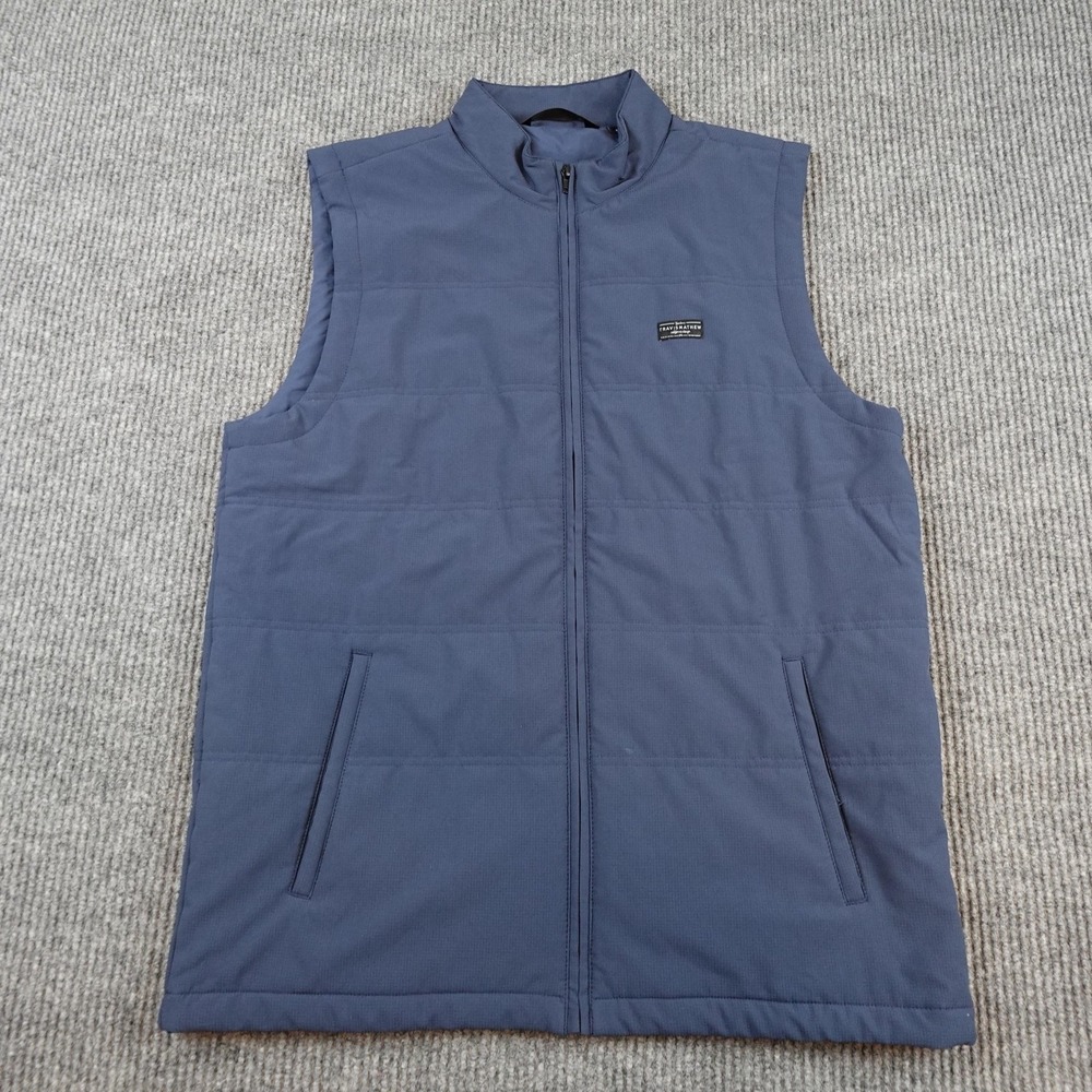 Travis Mathew Vest Mens Large Blue Quilted Full Zip Insulated Padded Outdoor